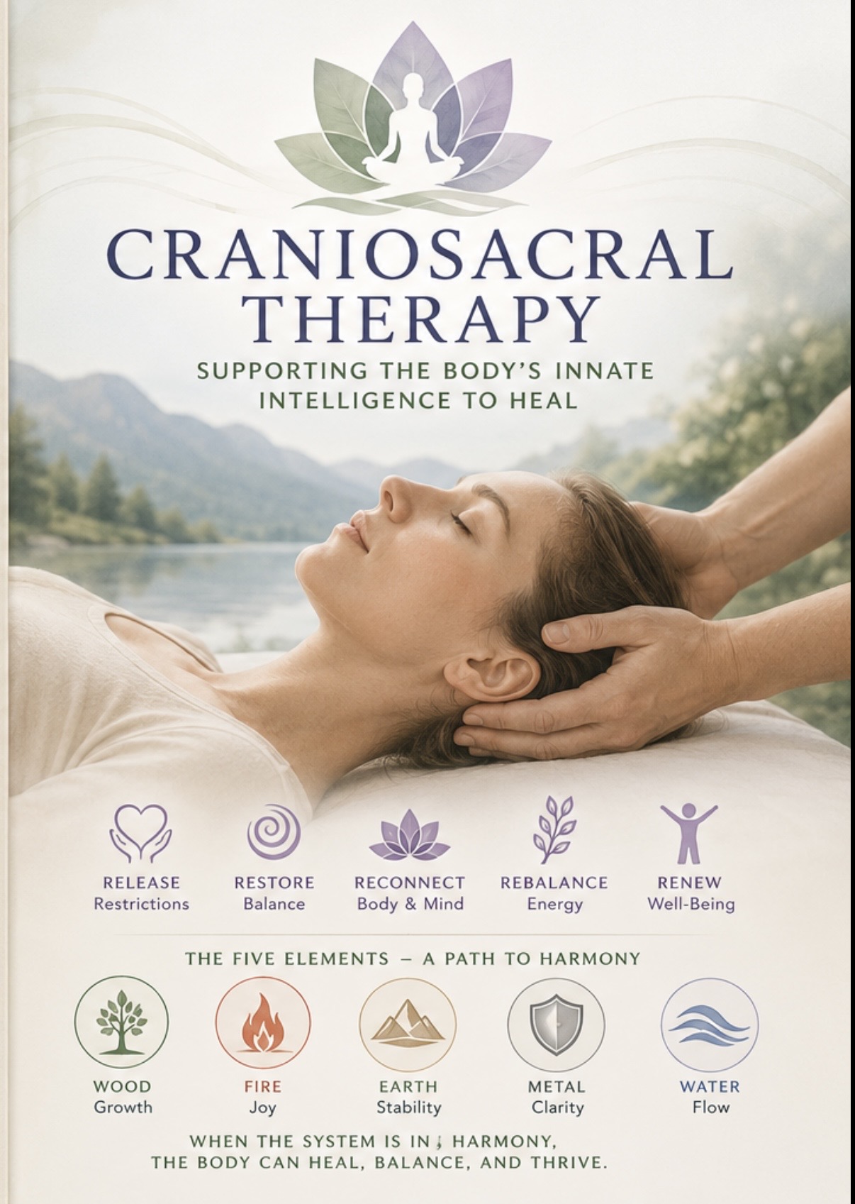 CranioSacral Therapy wellness illustration with Five Elements